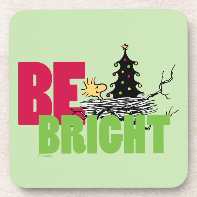 Peanuts | Woodstock Christmas Be Bright Coaster (Front)