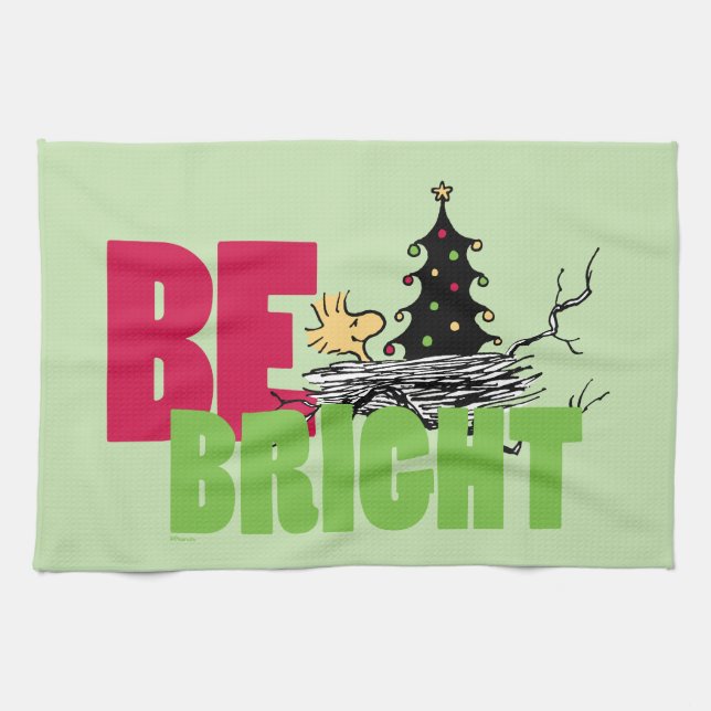 Peanuts | Woodstock Christmas Be Bright Kitchen Towel (Horizontal)