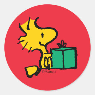 Peanuts   Woodstock Christmas Gift Classic Round Sticker