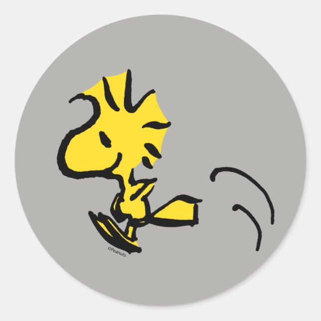 Peanuts | Woodstock Jumping Classic Round Sticker (Front)