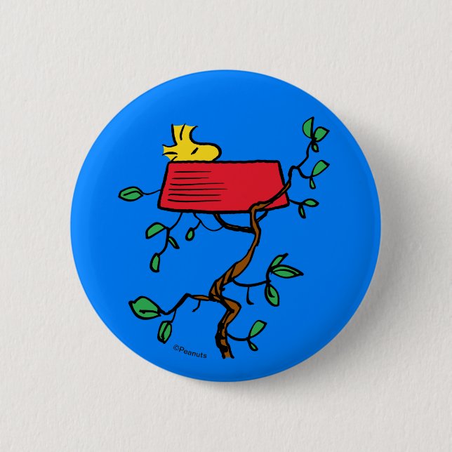 Peanuts | Woodstock Napping in Snoopy's Dish 2 Inch Round Button (Front)