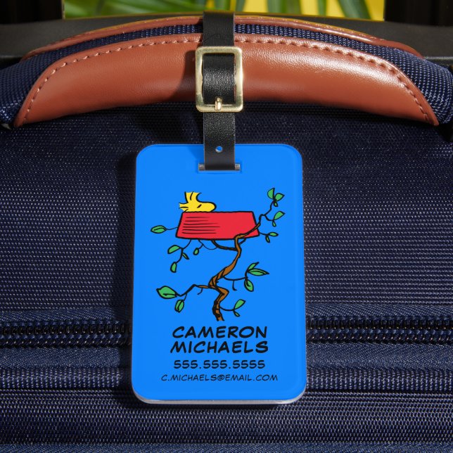 Peanuts | Woodstock Napping in Snoopy's Dish Luggage Tag (Front Insitu 2)