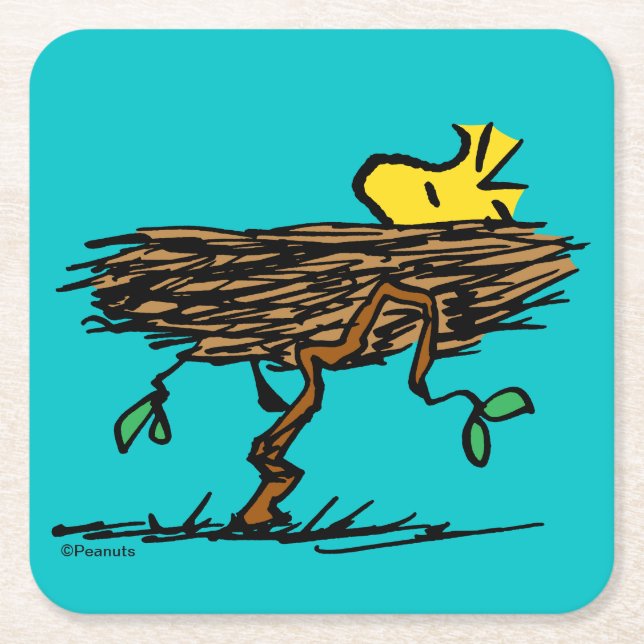 Peanuts | Woodstock Napping Square Paper Coaster (Front)
