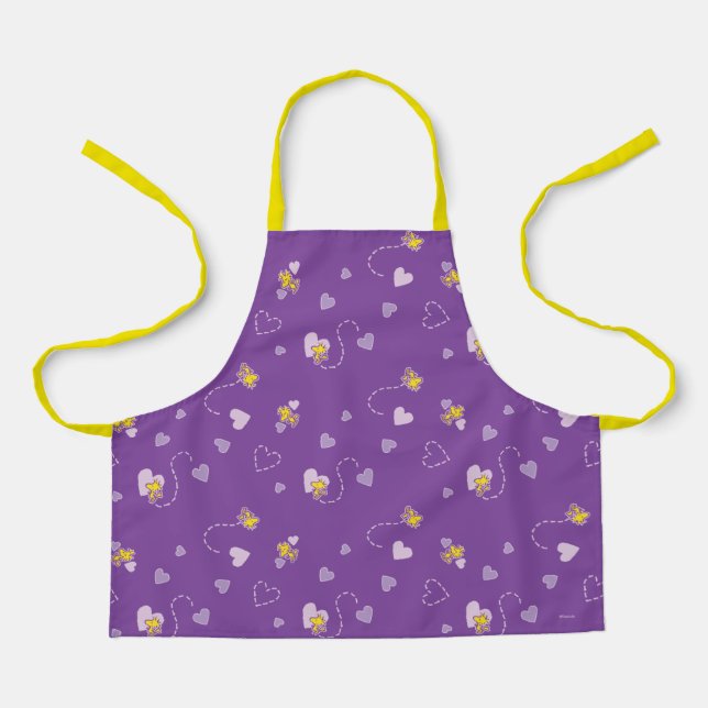 Peanuts | Woodstock Purple Heart Pattern Apron (Front)