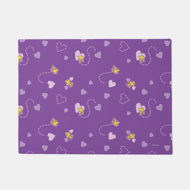 Peanuts | Woodstock Purple Heart Pattern Doormat (Front)