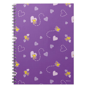 Peanuts Woodstock Purple Heart Pattern Notebook