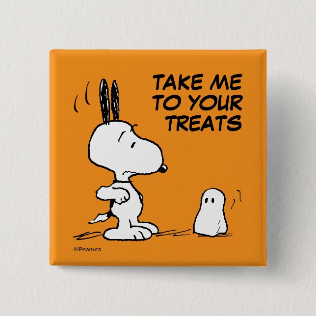 Peanuts | Woodstock Scares Snoopy 2 Inch Square Button (Front)