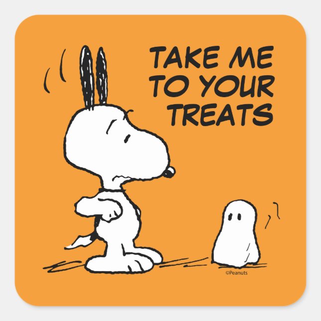 Peanuts | Woodstock Scares Snoopy Square Sticker (Front)