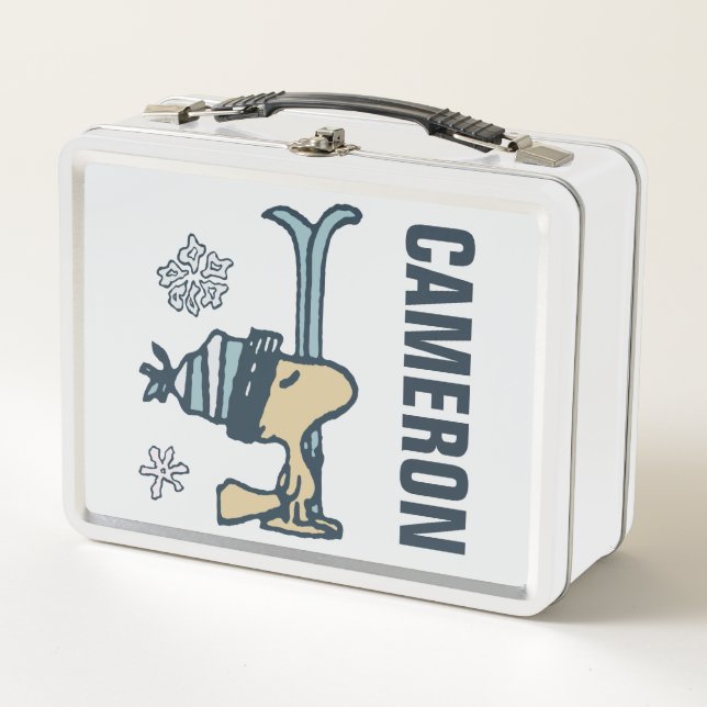 Peanuts | Woodstock Ski Pro | Add Your Name Metal Lunch Box (Front)
