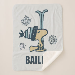 Peanuts   Woodstock Ski Pro   Add Your Name Sherpa Blanket