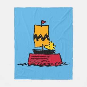 Peanuts Woodstock Snoopy Dish Sail Boat Fleece Blanket