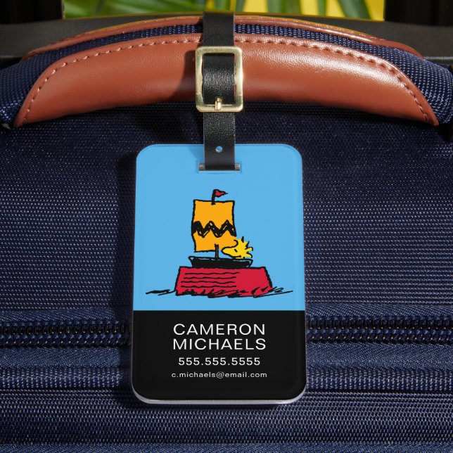 Peanuts | Woodstock Snoopy Dish Sail Boat Luggage Tag (Front Insitu 2)