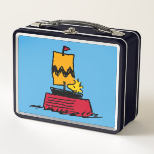 Peanuts   Woodstock Snoopy Dish Sail Boat Metal Lunch Box