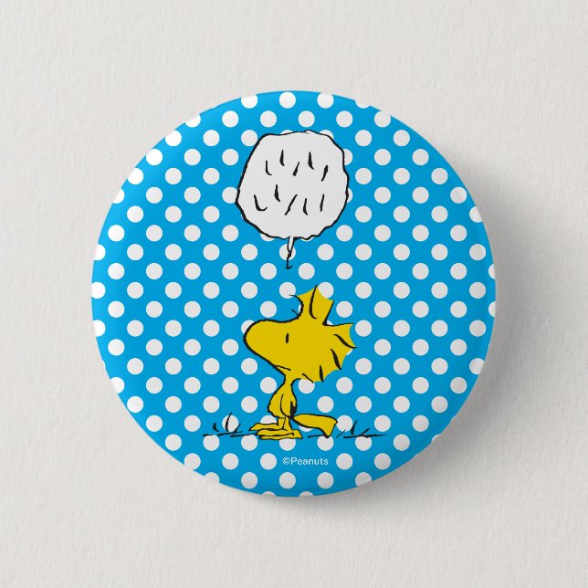 Peanuts | Woodstock Speaks & Polka Dots 2 Inch Round Button (Front)