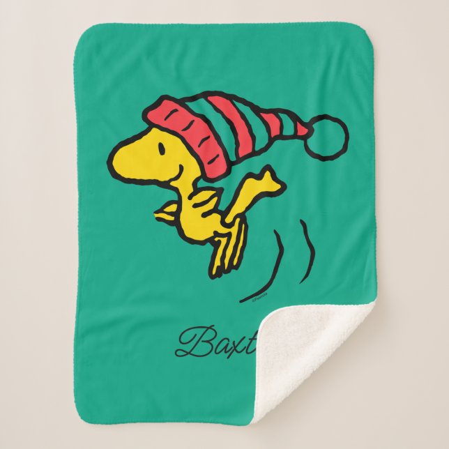 Peanuts | Woodstock Winter Beanie Cap Sherpa Blanket (Front)