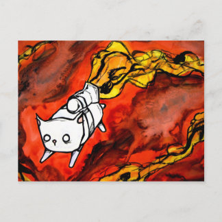 peapod cat with a jet pack postcard