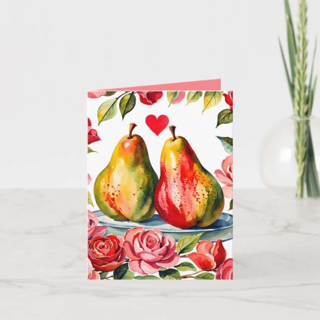 Pear-amour Punny Valentine Card for Partner (Front)