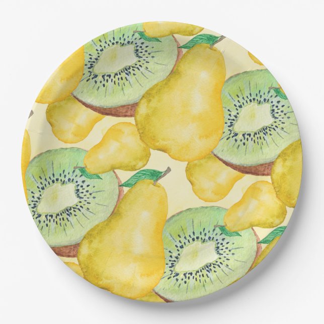 Pear and Kiwi Paper Plate (Front)