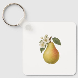 Pear and White Blossoms Keychain