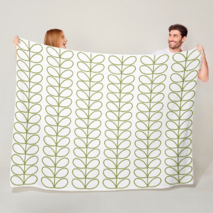 Pear and white Linear Stem Slate by Orla Kiely Fleece Blanket