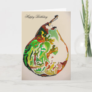 Pear art original watercolour illustration card