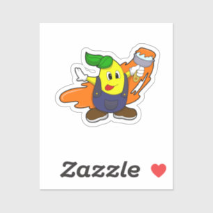 Pear as Painter with Paint brush