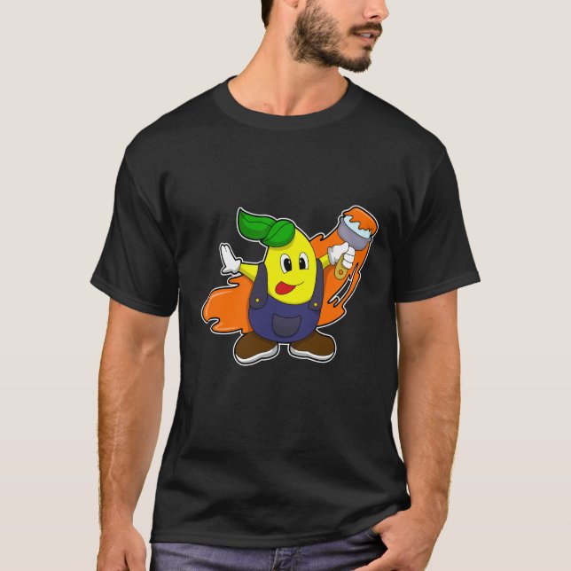 Pear as Painter with Paint brush T-Shirt (Front)