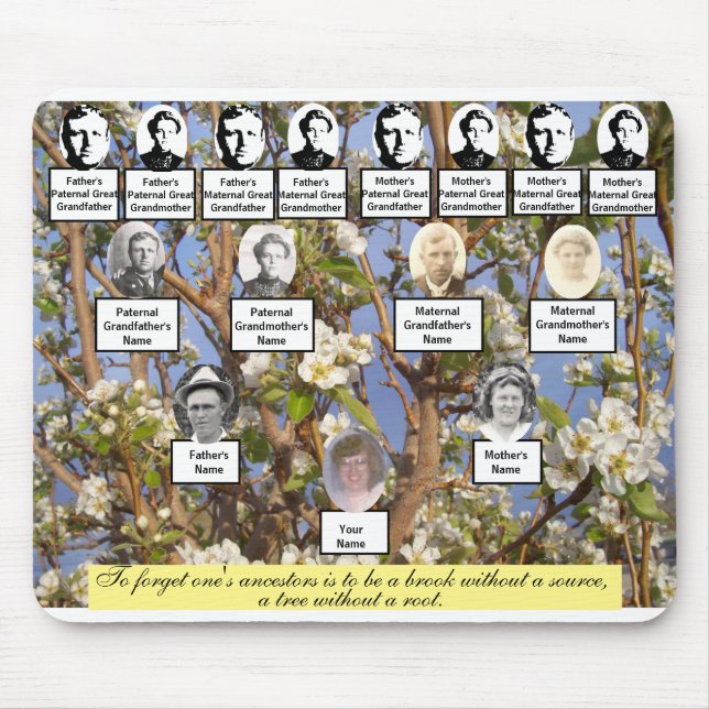 Pear Blossom Family Tree Quote and Photos Mouse Pad (Front)