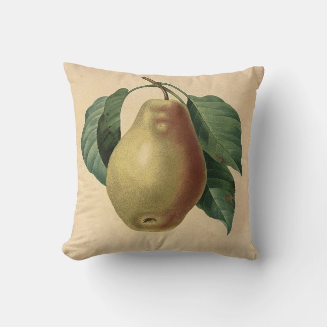 Pear Botanical Illustration Throw Pillow (Front)