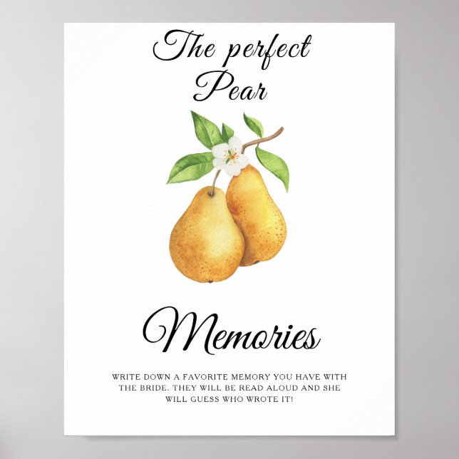 Pear Bridal Shower Memories with the bride Poster (Front)