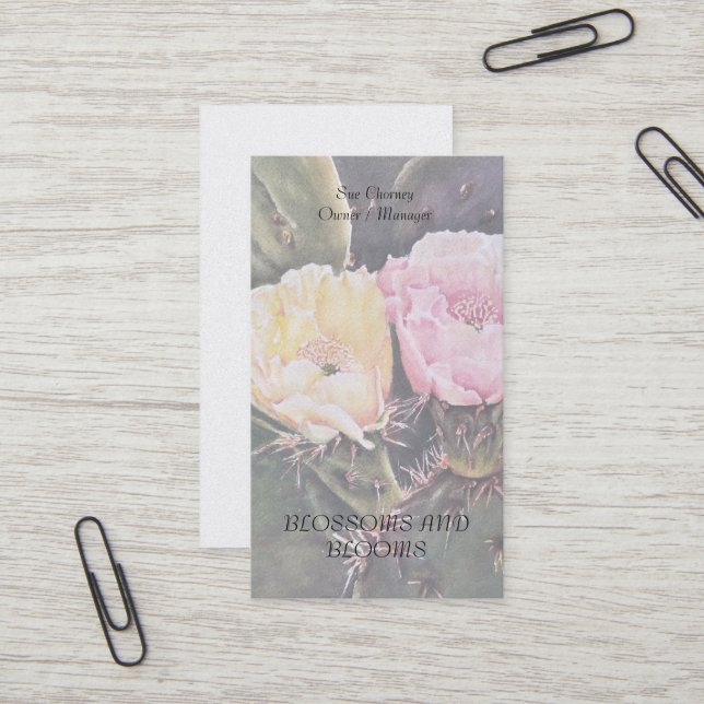 PEAR CACTUS FLOWERS BUSINESS CARD (Front/Back In Situ)