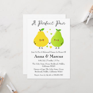 Pear Couple a perfect pair bridal dinner Invitation