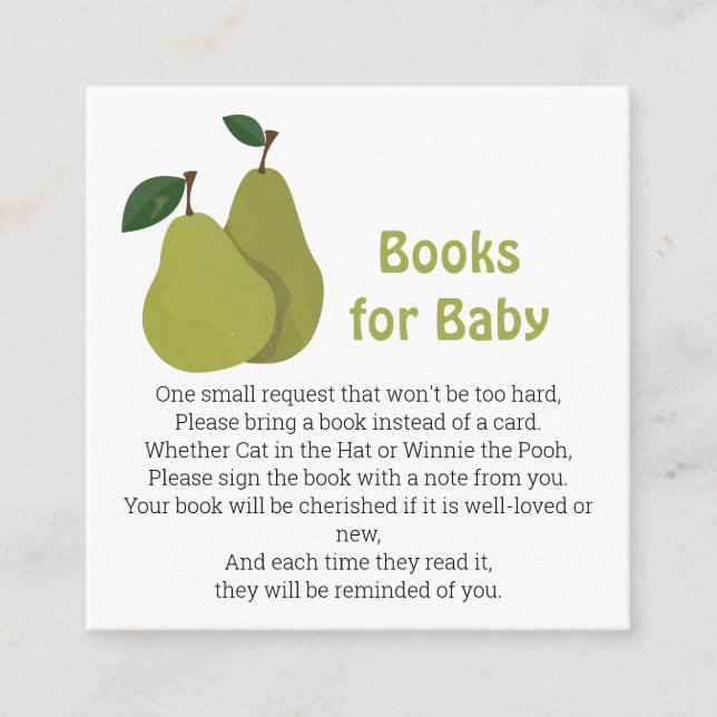 Pear couples books for baby enclosure card (Front)