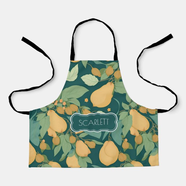 Pear Floral Colourful Personalized Pattern Apron (Front)