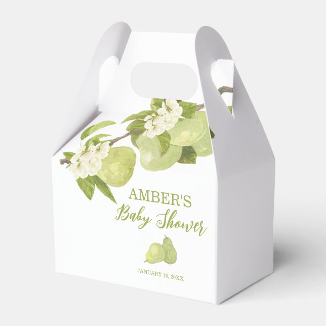 Pear Fruit Baby Shower Favor Box (Front Side)