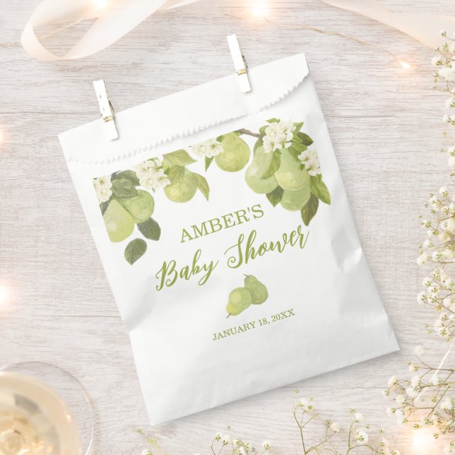 Pear Fruit Baby Shower Favour Bag (Clipped)