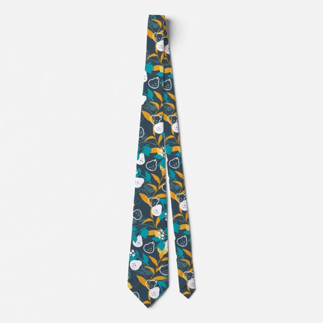  Pear Fruit Plant in Black Colour Pattern Tie (Front)