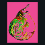 Pear fruit pop art watercolour art illustration poster<br><div class="desc">Original art illustration of a pear fruit by artist Sacha Grossel in pop art modern style against a bright pink background. This original painting in pen and watercolour is available here for art prints. Bright and colourful with a fruit and vegetable theme. Customisable background colour.</div>
