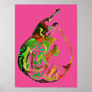 Pear fruit pop art watercolour art illustration poster