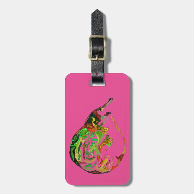 Pear fruit pop art watercolour illustration luggage tag (Front Vertical)