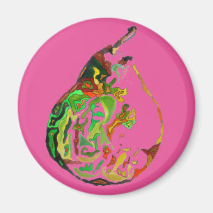 Pear fruit pop art watercolour illustration magnet