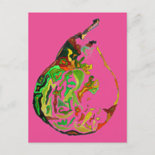 Pear fruit pop art watercolour illustration postcard