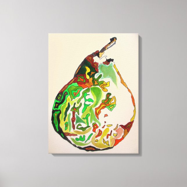 Pear fruit watercolour art illustration canvas print (Front)