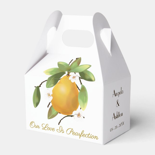 Pear Fruit Wedding Favor Box (Front Side)