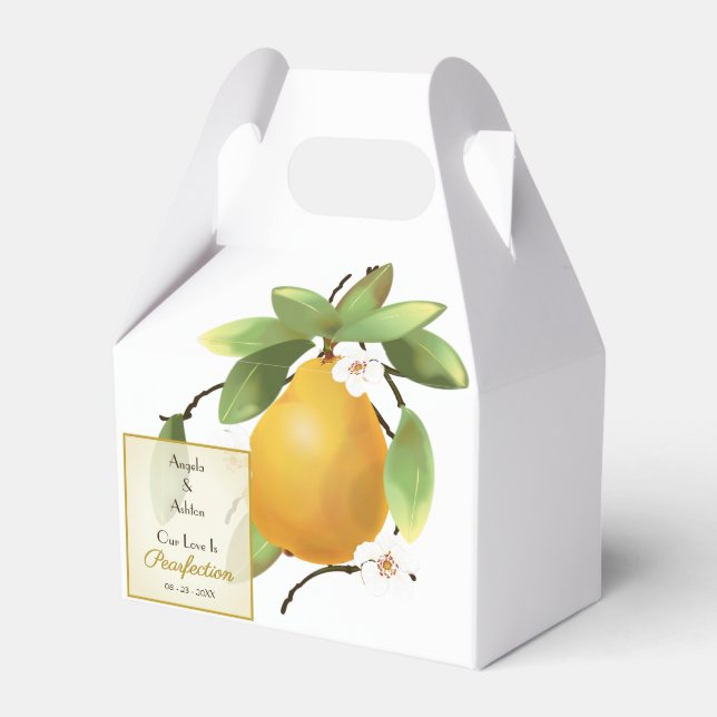 Pear Fruit Wedding Favor Box (Front Side)
