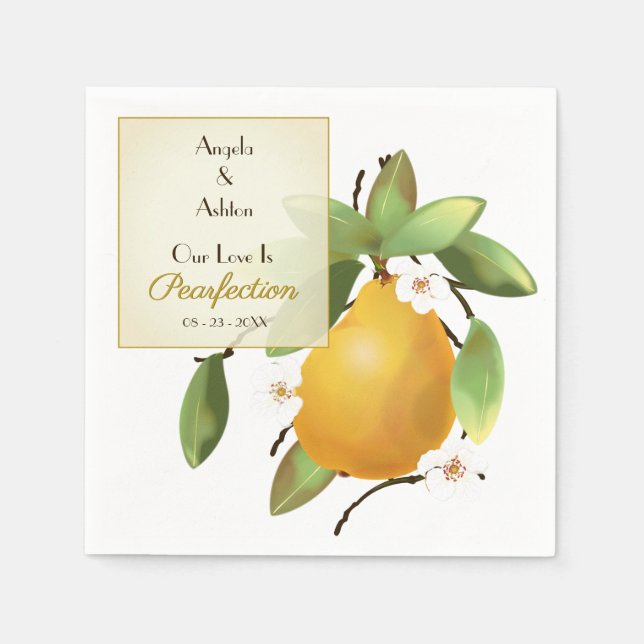 Pear Fruit Wedding Napkin (Front)