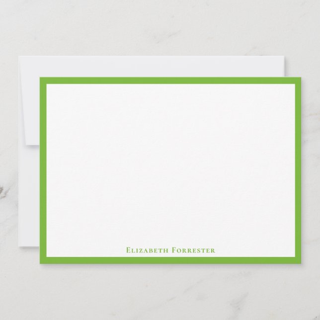 Pear Green Elegant Modern Flat Note Card (Front)