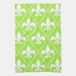 Pear Green Fleur de Lis Kitchen Towel