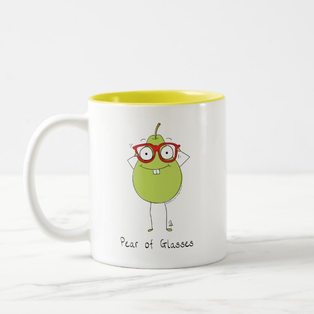 Pear of Glasses Cute & Funny Coffee Mug (Left)