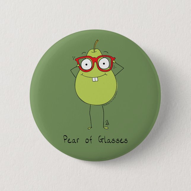 Pear of Glasses Cute & Funny Pin Button (Front)